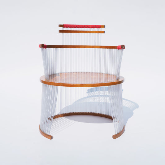 42 Cherry and Polycarbonate Chair with Red Trim