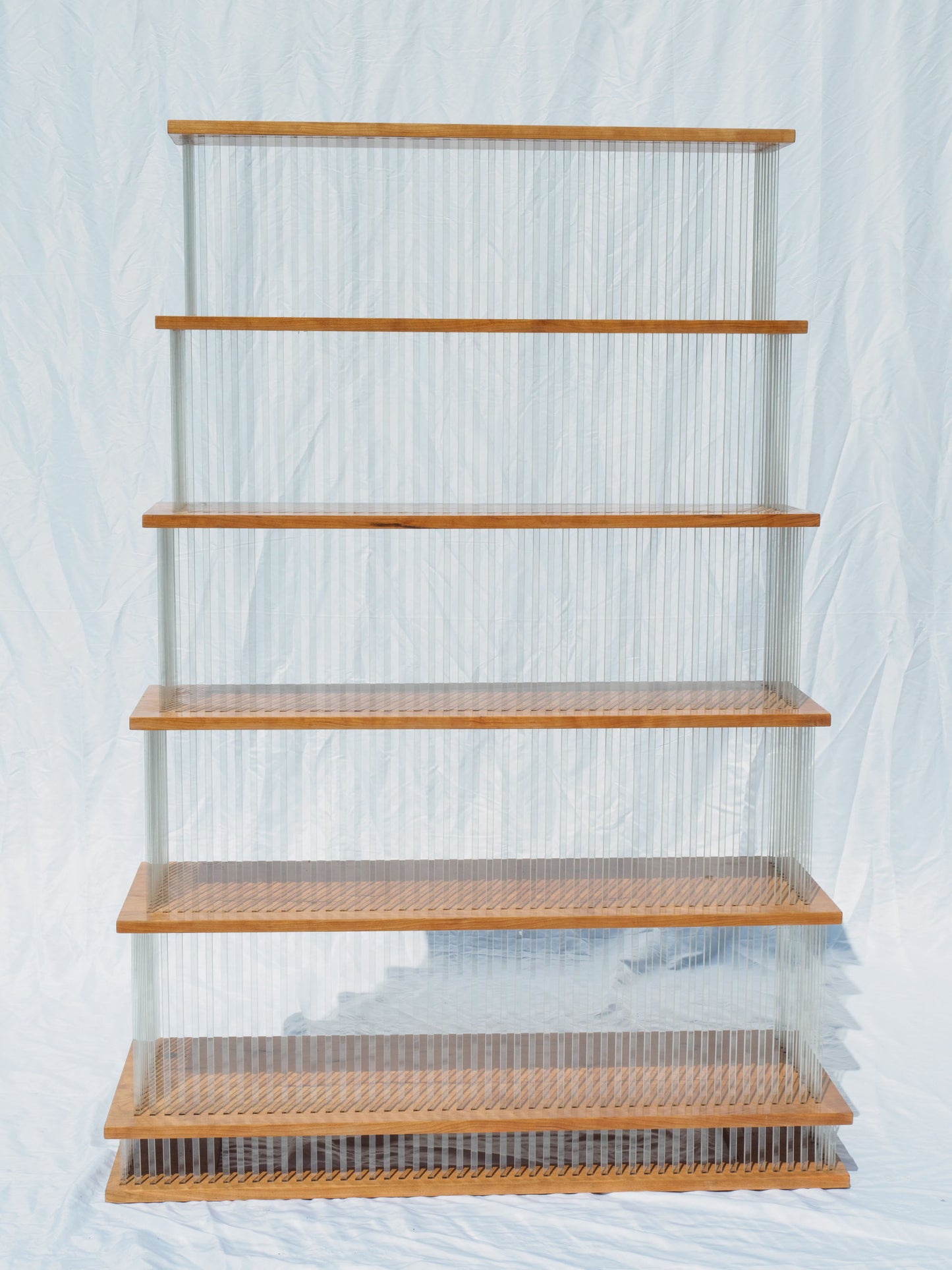 26 Tiered Cherry and Polycarbonate Shelf