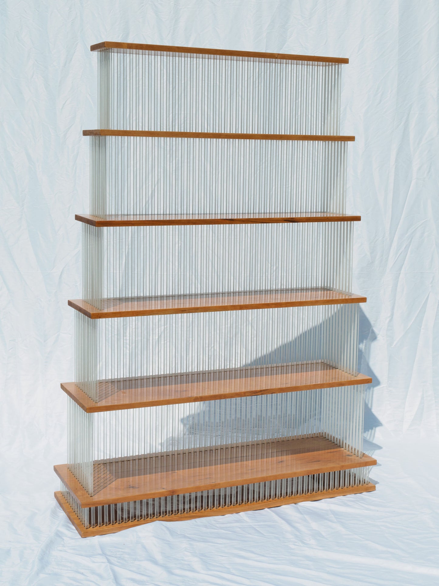 26 Tiered Cherry and Polycarbonate Shelf