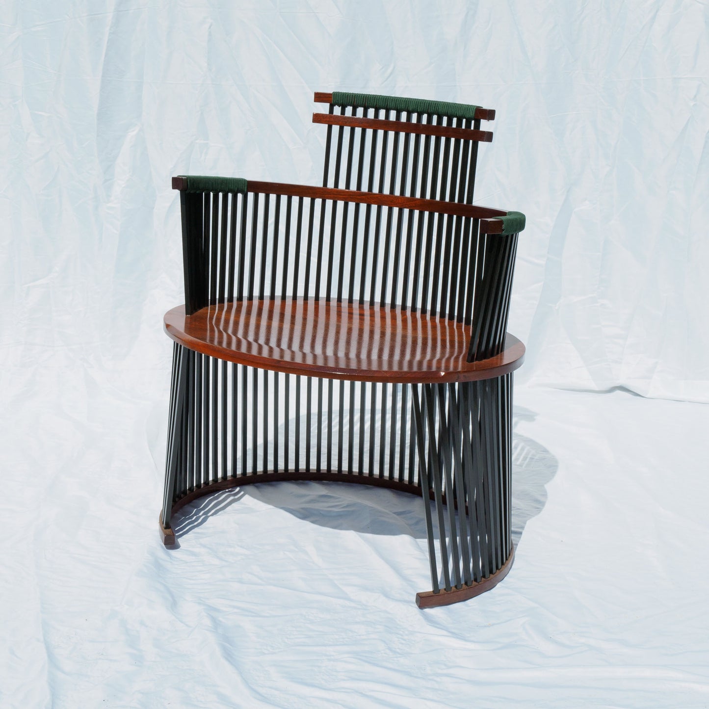 27 Brazilian Cherry and Ebonized Walnut Chair with Green Trim