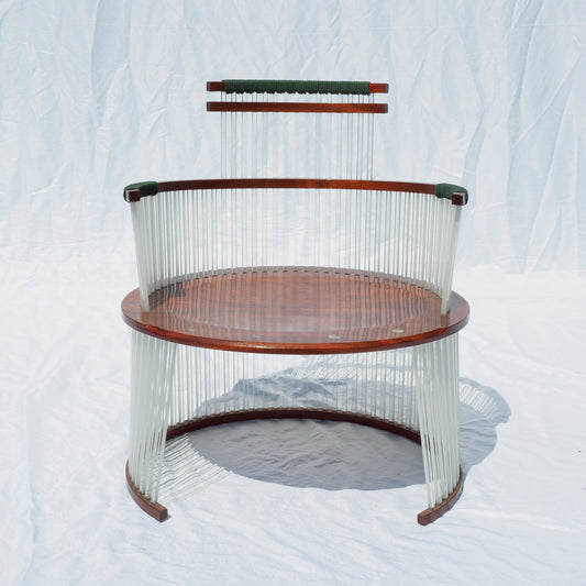 31 Brazilian Cherry and Polycarbonate Chair with Green Trim and Abalone Inlay