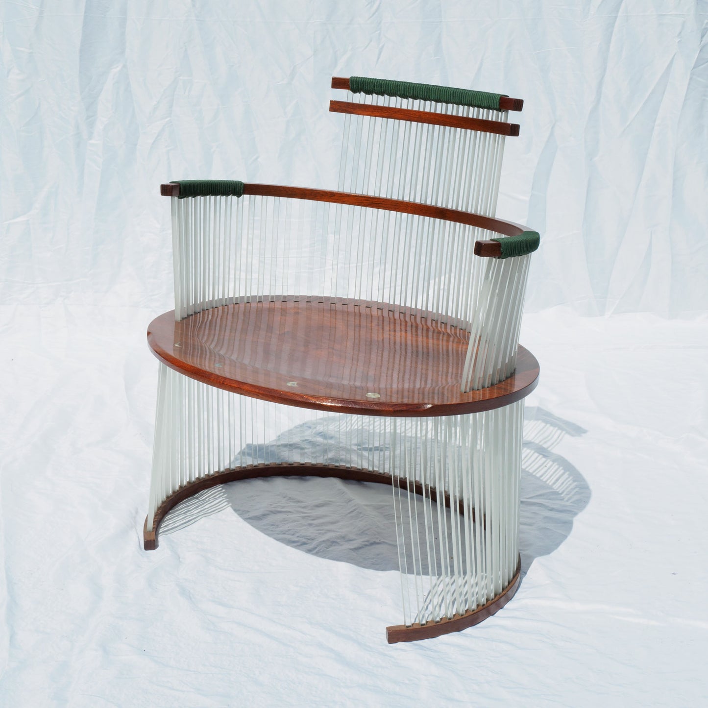 31 Brazilian Cherry and Polycarbonate Chair with Green Trim and Abalone Inlay