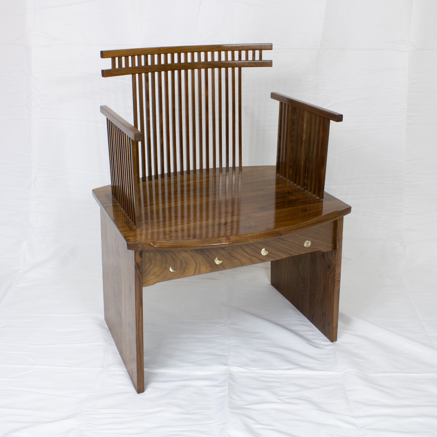 07 Four Moons Walnut Chair with Abalone Inlay