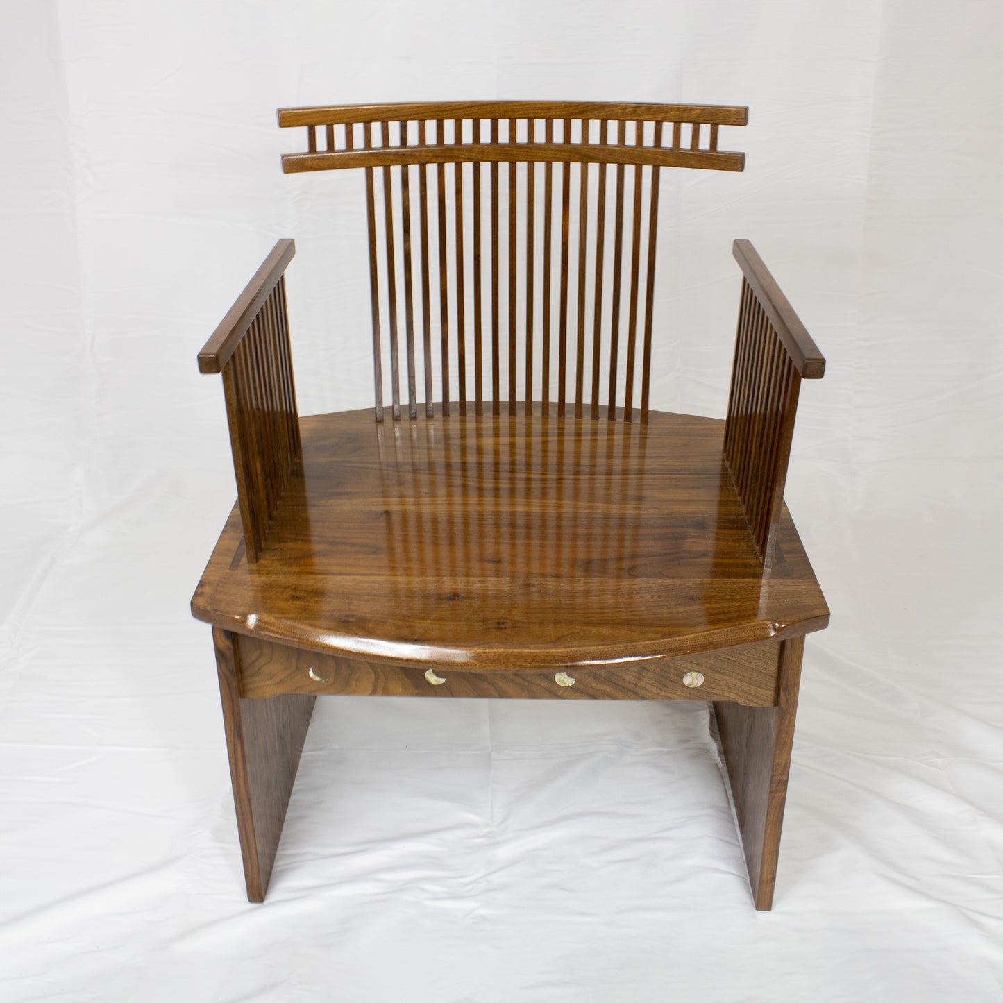 07 Four Moons Walnut Chair with Abalone Inlay