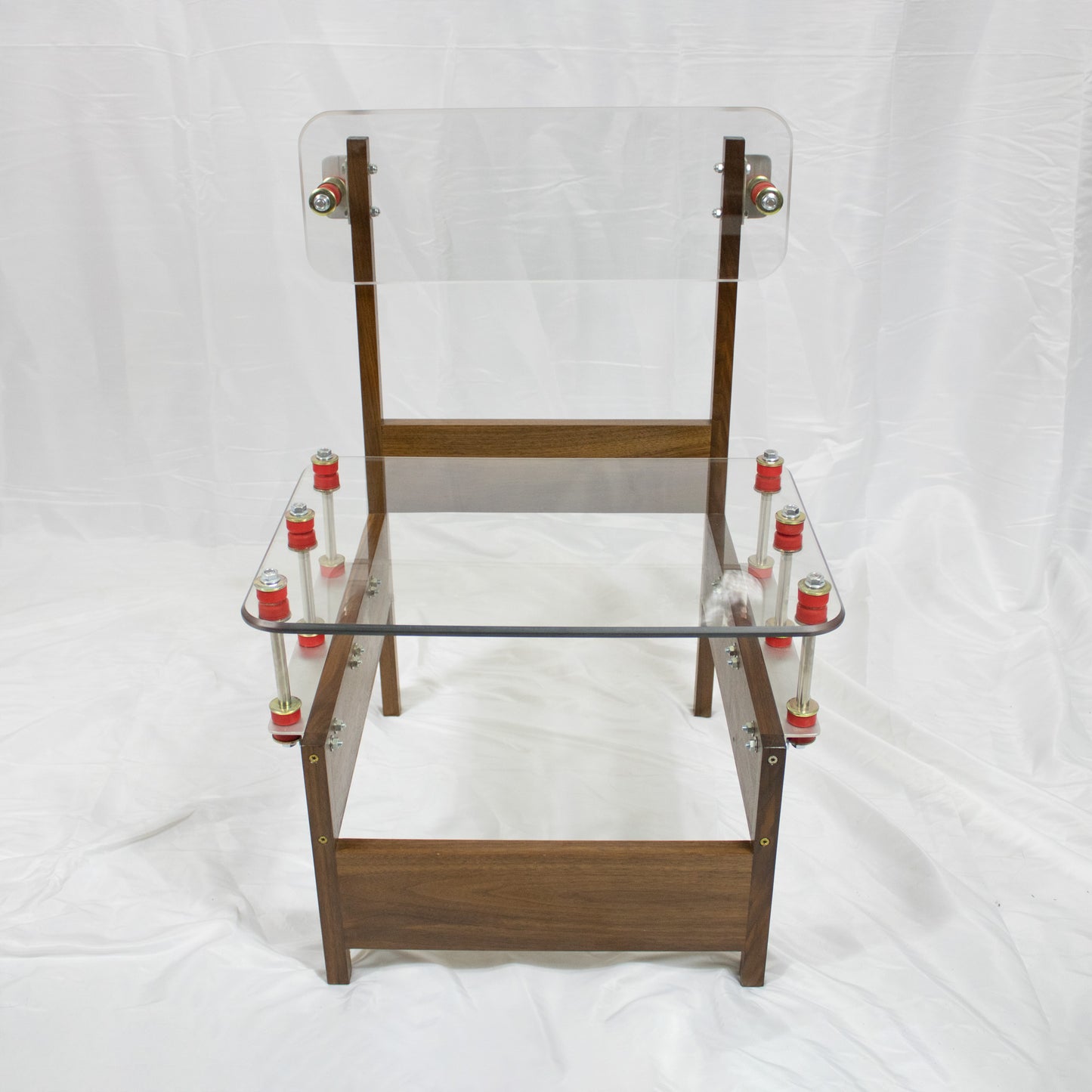 17 Polycarbonate Chair with Walnut and Red Accents