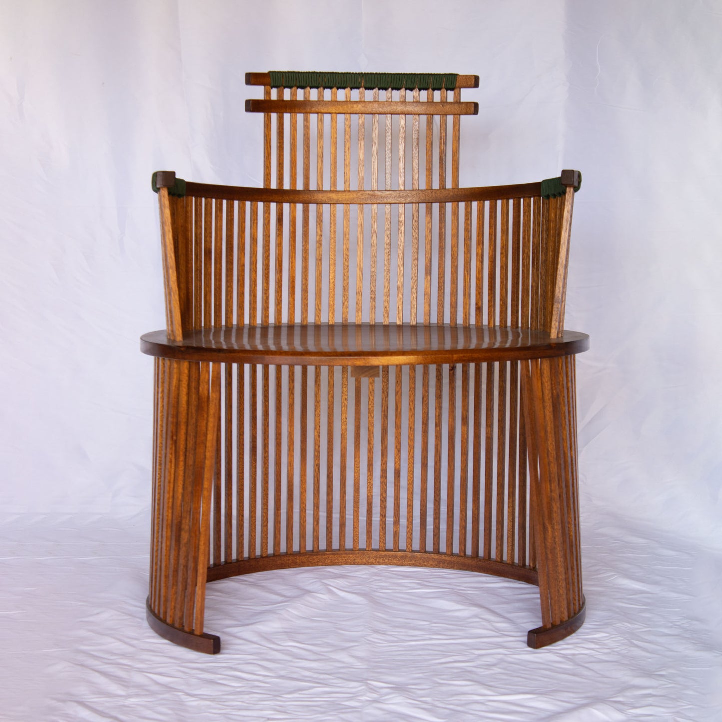 22 African Mahogany Chair with Green Trim and Abalone Inlay