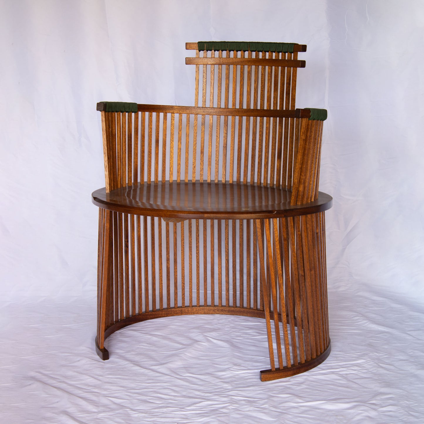 22 African Mahogany Chair with Green Trim and Abalone Inlay