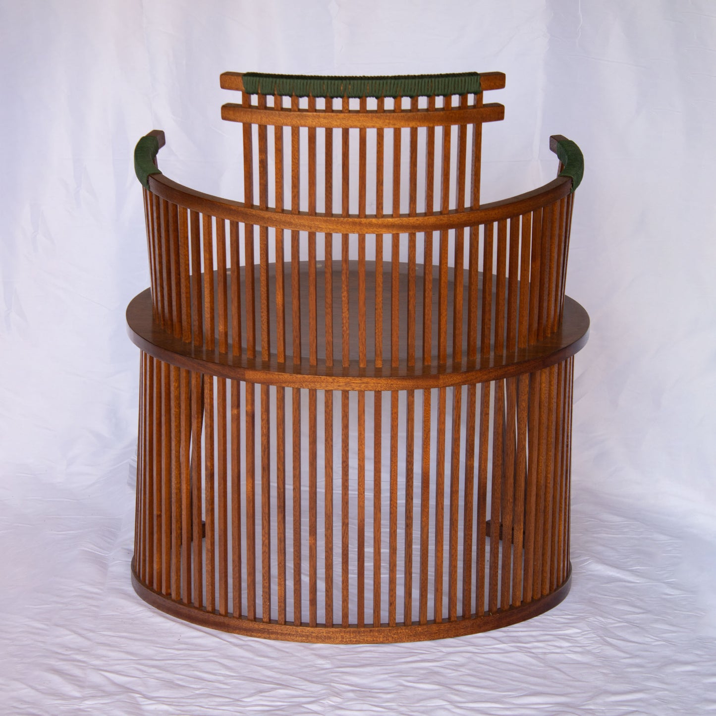 22 African Mahogany Chair with Green Trim and Abalone Inlay