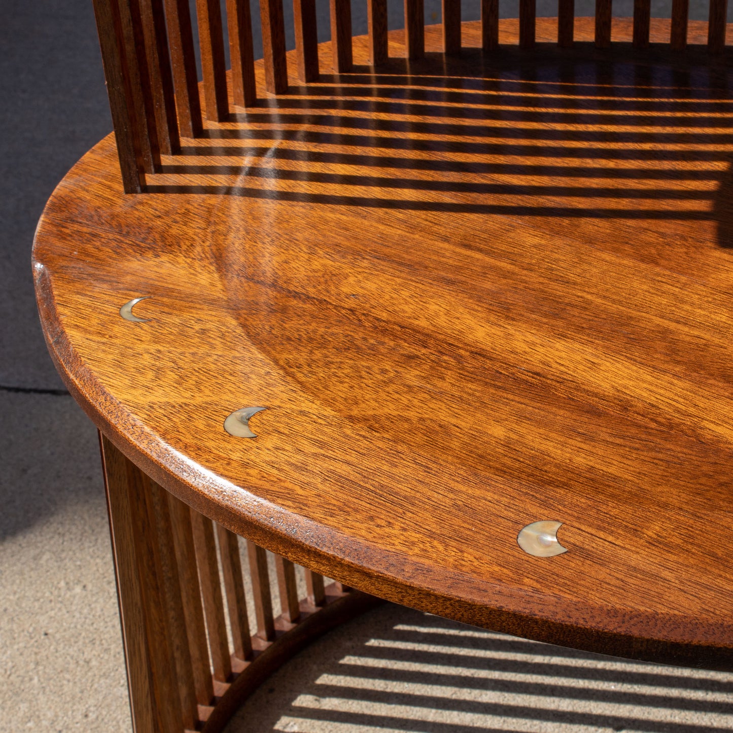 22 African Mahogany Chair with Green Trim and Abalone Inlay